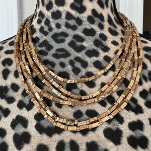 CHICO'S Gold-Tone Six-Strand Square Bead Necklace